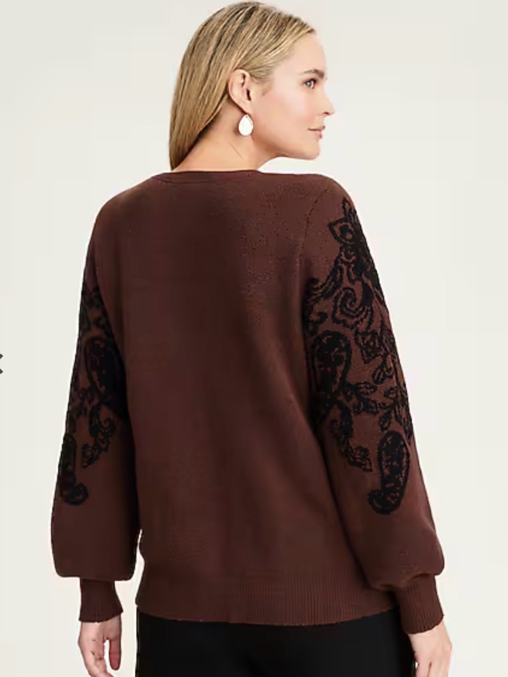 JJILL Paisley-Sleeve Sweater - Picture 3 of 5